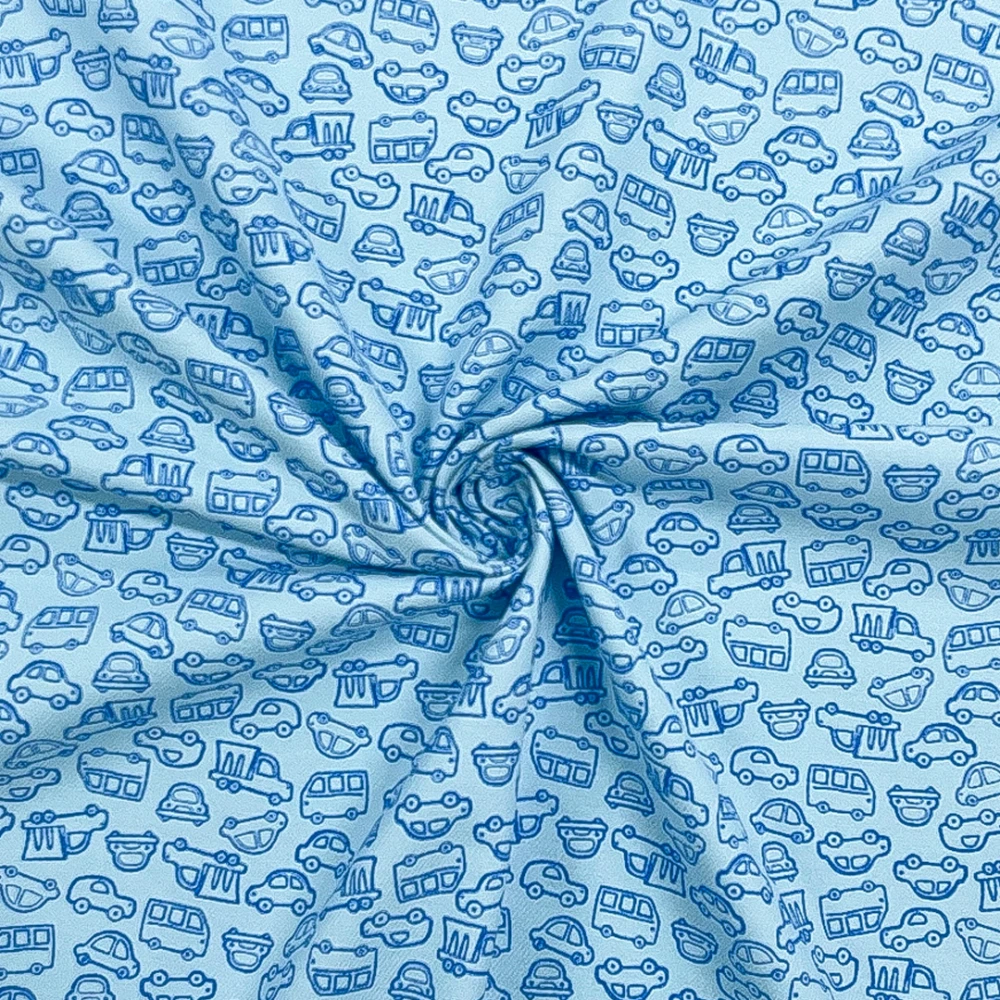 Flanela Cueiro Estampada - Carrinhos Azul - 100% Algodão - Variante 1