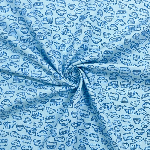 Flanela Cueiro Estampada - Carrinhos Azul - 100% Algodão - Variante 1