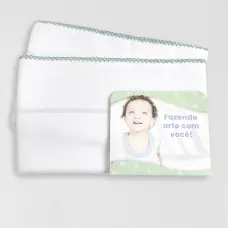 Kit 2 unid Fralda de Banho Mabber Barra para Pintar e Bordar Modelo Estrela com Acabamento de Crochê 100% Algodão 80x80 - Verde vintage jlm