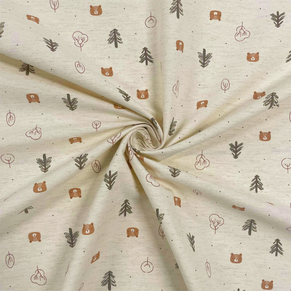 Linho Estampado Premium Ursinhos na Floresta 80% Algodão 20% Linho - Variante 1
