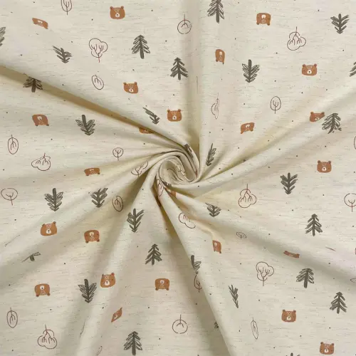 Linho Estampado Premium Ursinhos na Floresta 80% Algodão 20% Linho - Variante 1
