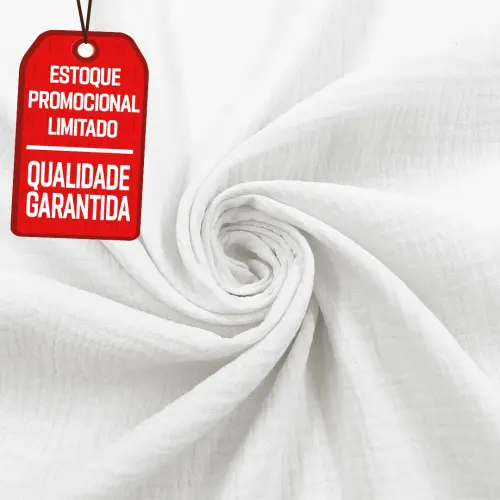 Lote Promocional Fralda Gaze de Algodao Musselina Dupla 100% Algodão 1,32m Largura - Branco