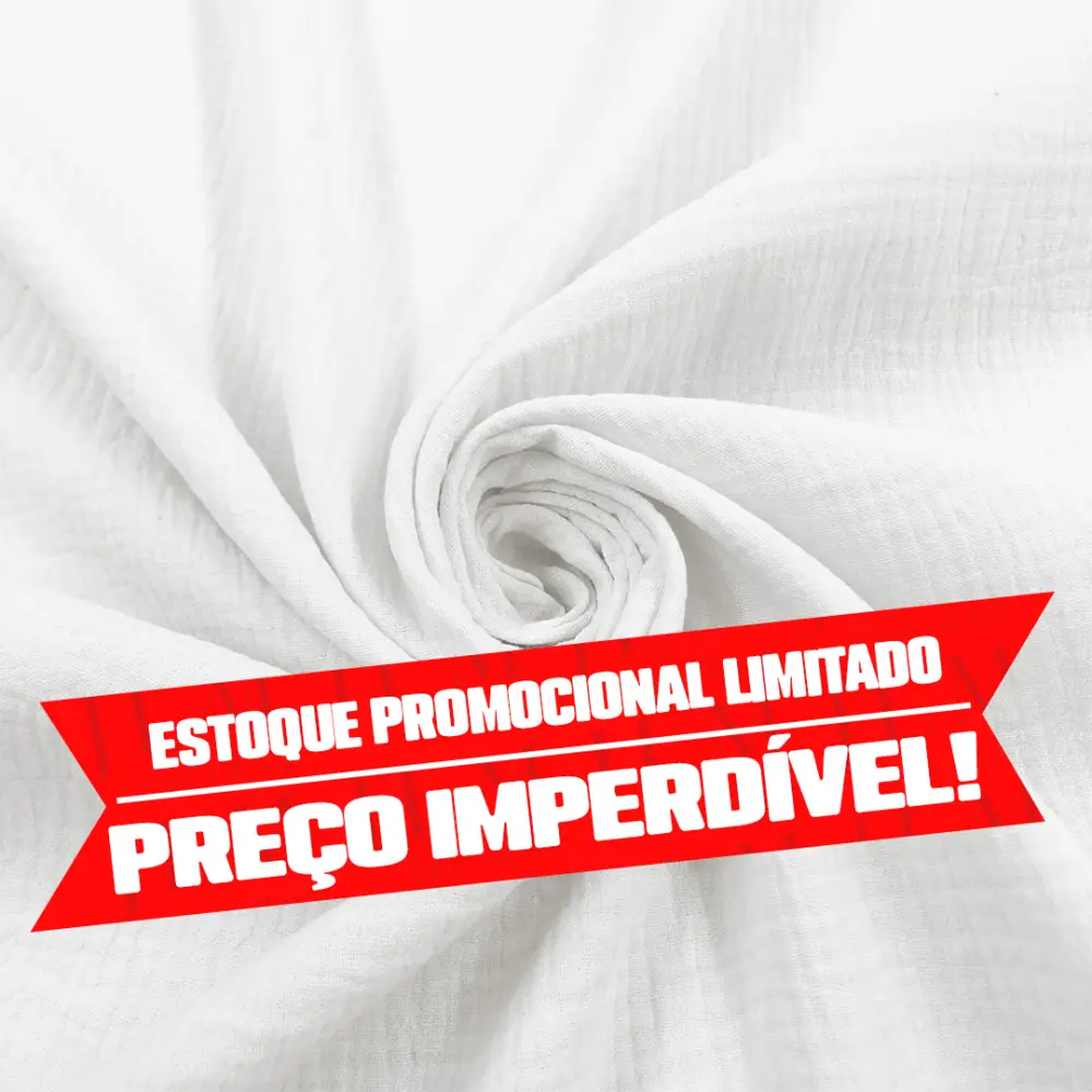 Lote Promocional Fralda Gaze de Algodao Musselina Dupla 100% Algodão 1,32m Largura - Branco