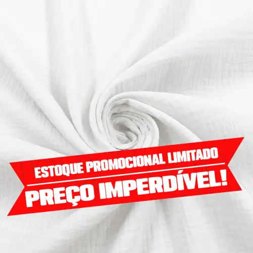 Lote Promocional Fralda Gaze de Algodao Musselina Dupla 100% Algodão 1,32m Largura - Branco