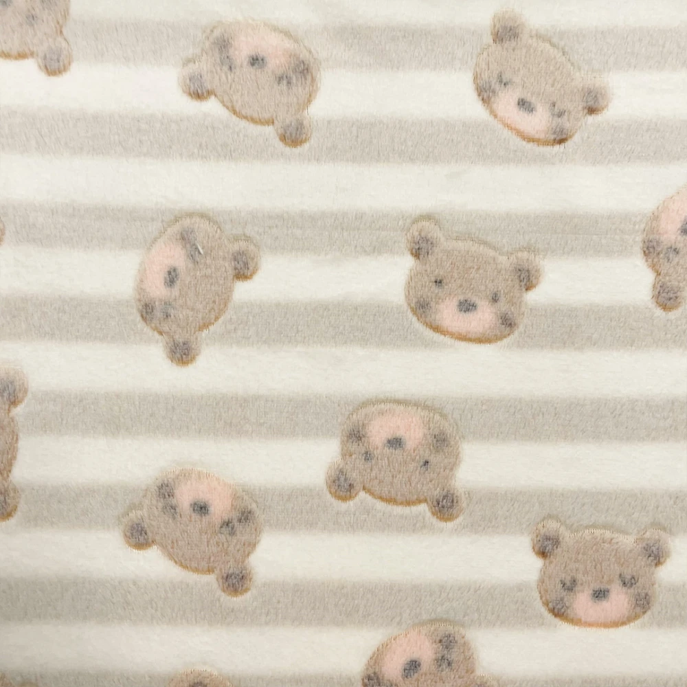 Manta Fleece 3D Ursinhos Teddy 100% Poliéster 1,60m largura - Fundo bege