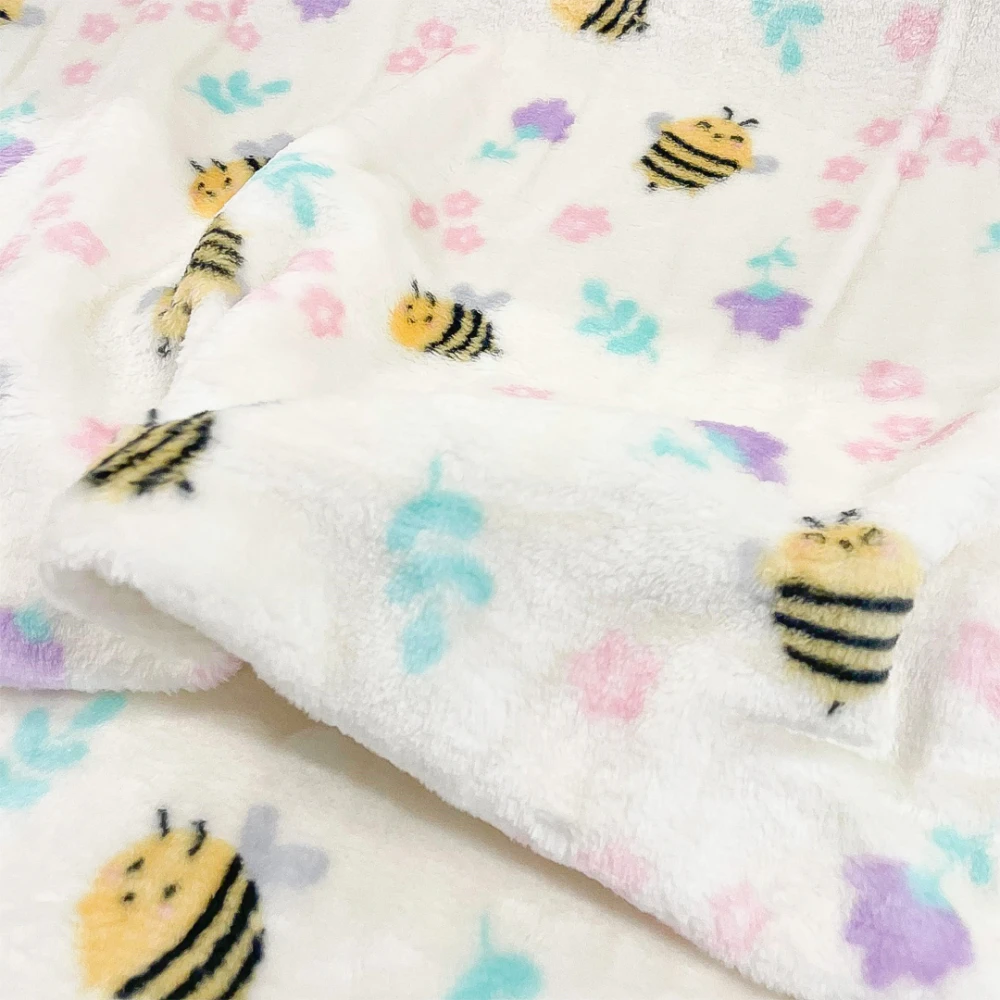 Manta Fleece Estampada Premium Abelhinhas Bee 100% Poliéster 1,60m Largura - Variante 1