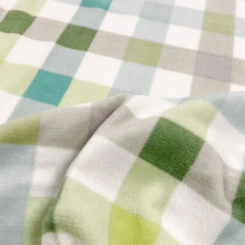 Manta Fleece Estampada Xadrez Grande 1,60m largura - Verde