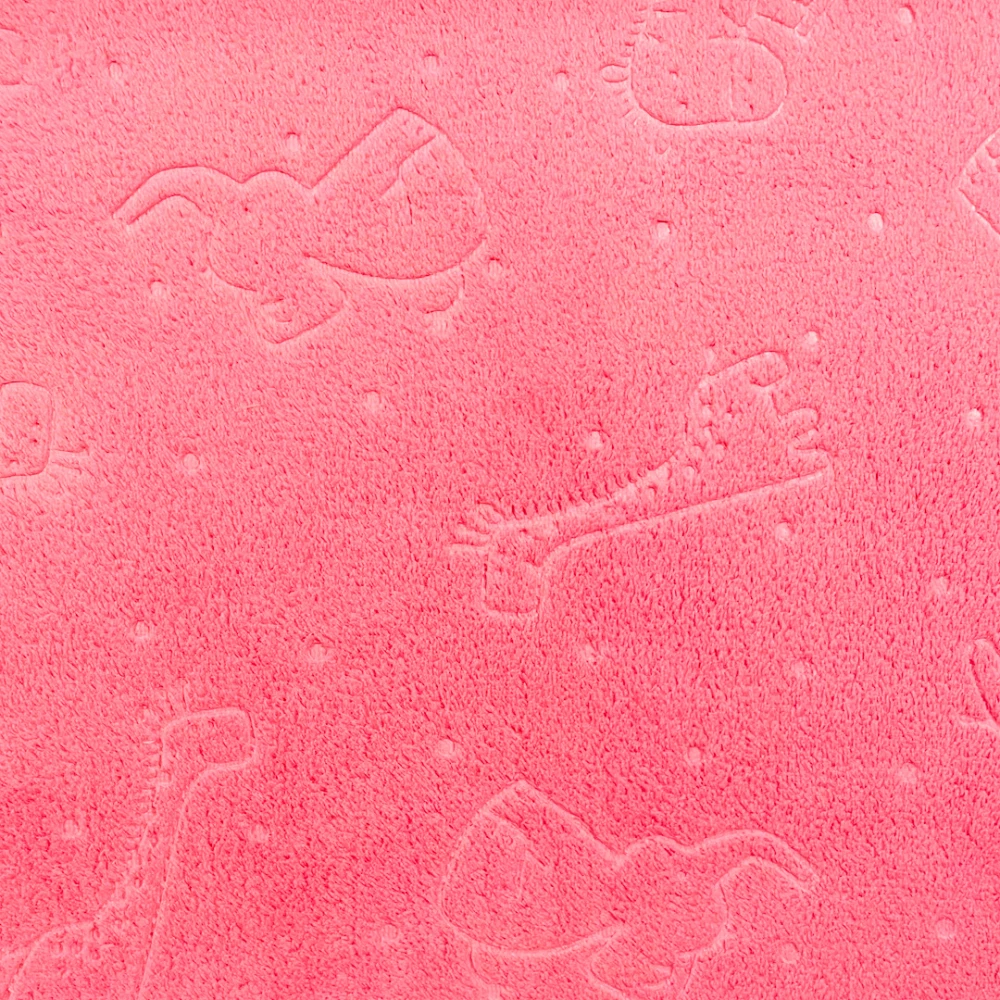 Manta Fleece Infantil Animais Zoo 100% Poliéster 1.60m Largura - Rosa chiclets