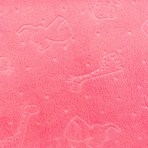 Manta Fleece Infantil Animais Zoo 100% Poliéster 1.60m Largura - Rosa chiclets