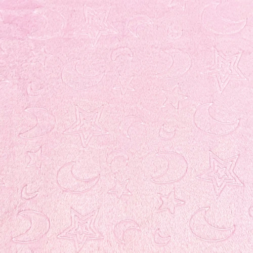 Manta Fleece Infantil Noite Estrelada 100% Poliéster 1.60m Largura - Rosa bebê