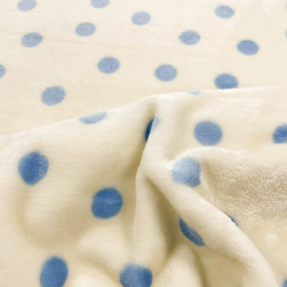 Manta Fleece Premium Poazinho 100% Poliéster 1,60m Largura - Azul bebê