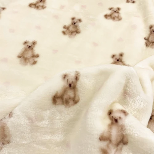Manta Fleece Premium Ursinhos 100% Poliéster 1,60m Largura - Bege