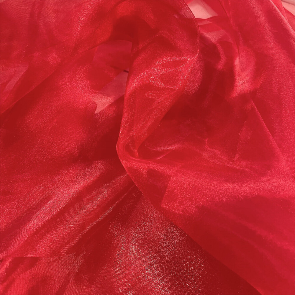 Organza Cristal - 100% Poliéster - 1,50m Largura - Vermelho