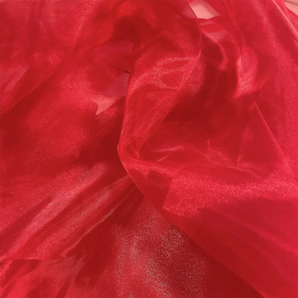 Organza Cristal - 100% Poliéster - 1,50m Largura - Vermelho