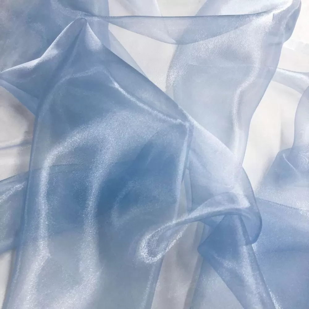 Organza Cristal - 100% Poliéster - 1,50m Largura - Azul bebê
