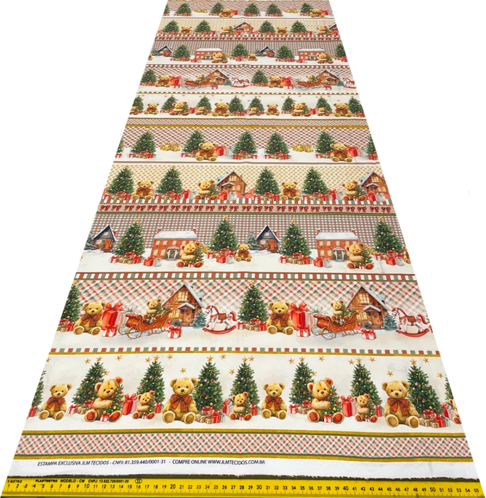 Painel Barrado Natal Exclusivo JLM  Teddy Bear 0,55 × 1,50 m - 10 faixas - Variante 1