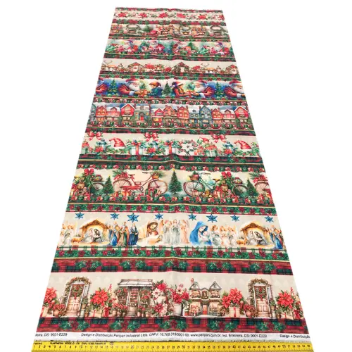Painel Tricoline Digital Barrado Contos de Natal 0,55 x 1,50m - Variante 1