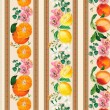 Painel Tricoline Digital Barrado Flor e Fruta 0,55 x 1,50m 10 Faixas - Variante 1