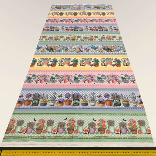 Painel Tricoline Digital Barrado Vaso de Flores 0,55 x 1,50m 10 Faixas - Variante 1