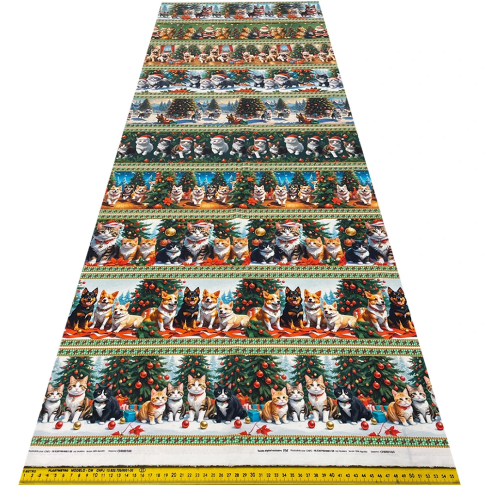 Painel Tricoline Digital Fernando Maluhy Barrado Natal Cães e Gatos 0,55 x 1,50m - C01