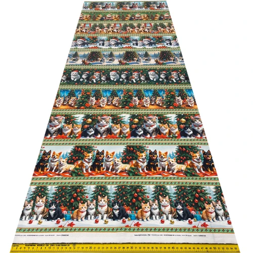 Painel Tricoline Digital Fernando Maluhy Barrado Natal Cães e Gatos 0,55 x 1,50m - C01