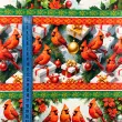 Painel Tricoline Digital Fernando Maluhy Barrado Natal Pássaros Cardeal 0,55 x 1,50m - C01