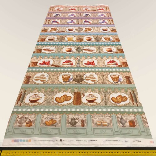 Painel Tricoline Digital Fernando Maluhy Storia Café Barrado 0,55 x 1,50m 10 Faixas - C01