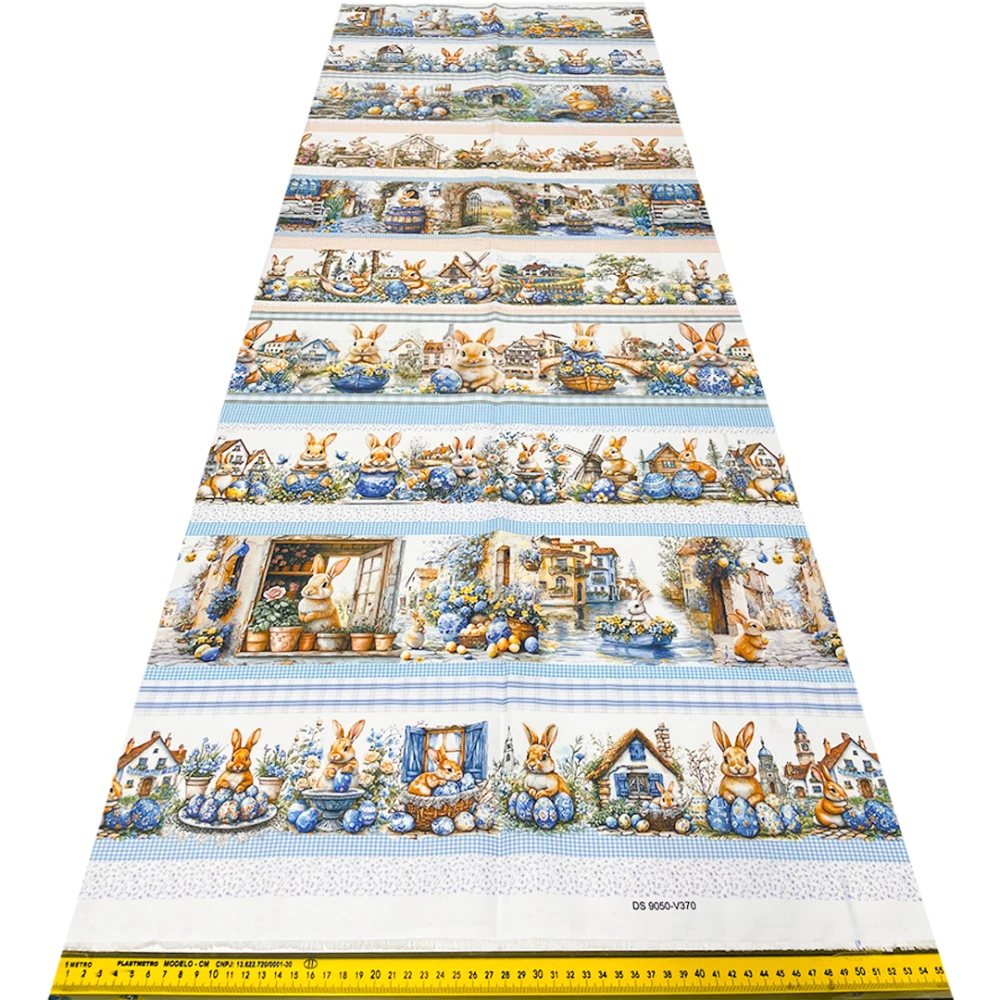 Painel Tricoline Pascoa Barrado Cenário Azul 0,55 x 1,50m 10 Faixas - Variante 1