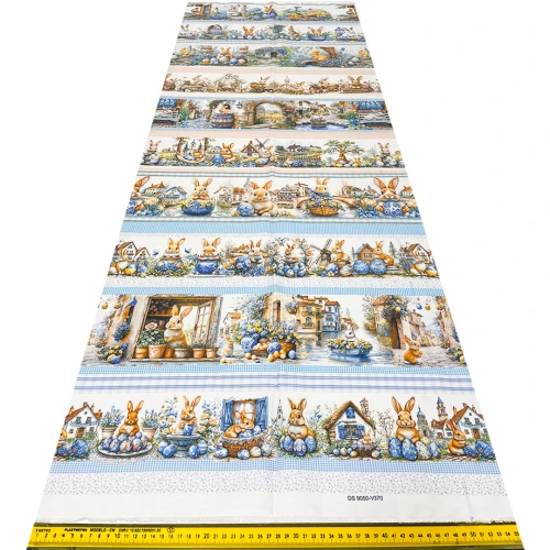 Painel Tricoline Pascoa Barrado Cenário Azul 0,55 x 1,50m 10 Faixas - Variante 1