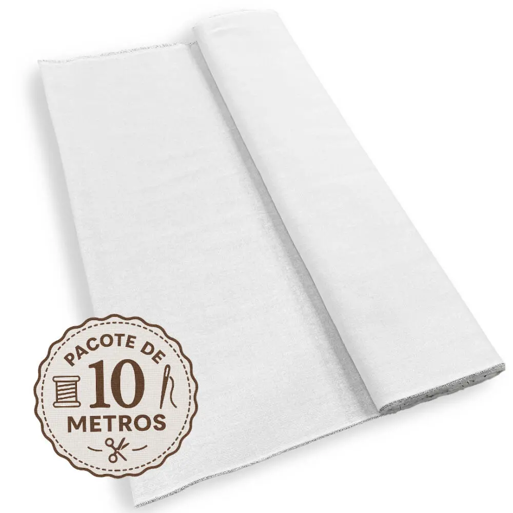 Peça de 10 Metros Tecido Pano de Prato Cores Claras 100% Algodão 0,70m largura - Branco liso