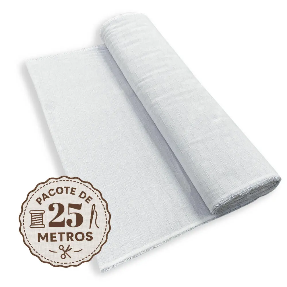 Peça de 25 Metros Tecido Pano de Prato Cores Claras 100% Algodão 0,70m largura - Branco flame