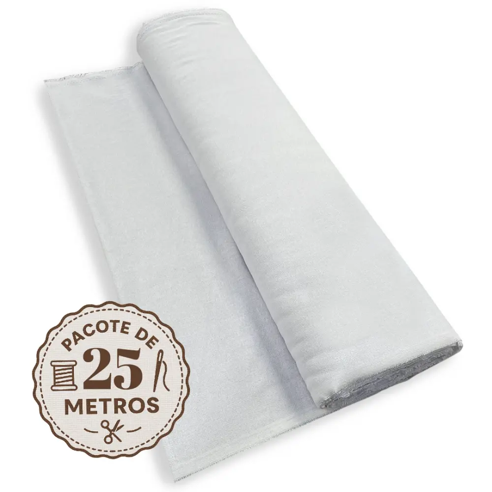 Peça de 25 Metros Tecido Pano de Prato Cores Claras 100% Algodão 0,70m largura - Branco liso