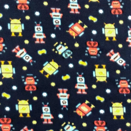 Pelúcia Soft Estampado - Robos Color Fundo Marinho - 100% Poliéster - 1,60m Largura - Variante 1