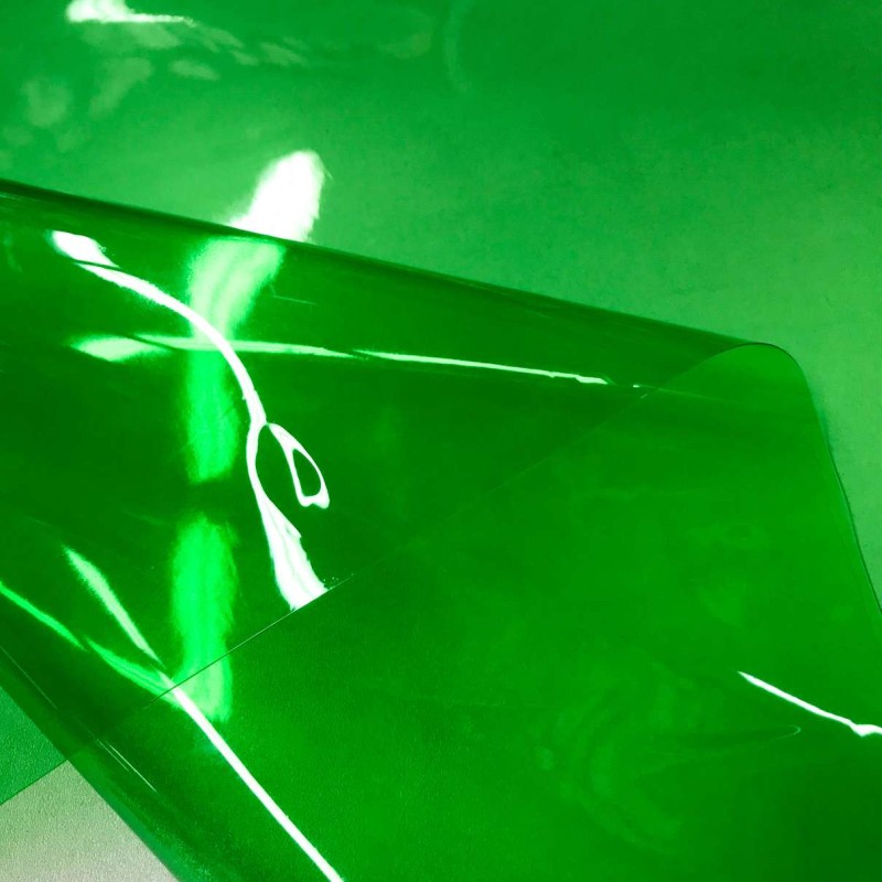 Plástico Cristal Colorido 0.40 - 100% PVC - Larg. 1,40M - Verde neon
