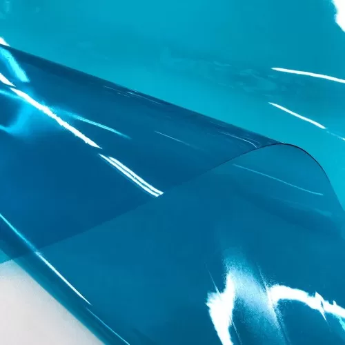 Plástico Cristal Colorido 0.40 - 100% PVC - Larg. 1,40M - Azul neon