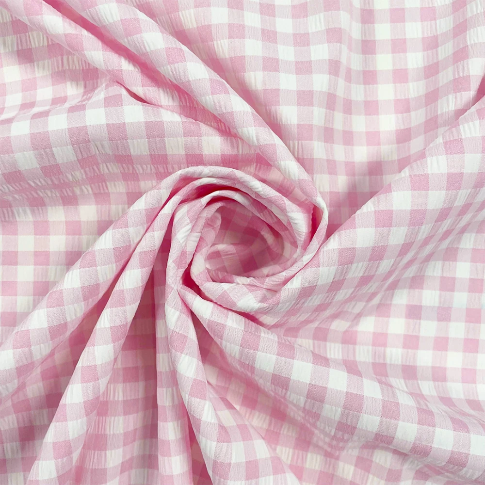 PROMOCIONAL Crepe Anarruga Xadrez 1,50 largura 100% Poliester - Rosa