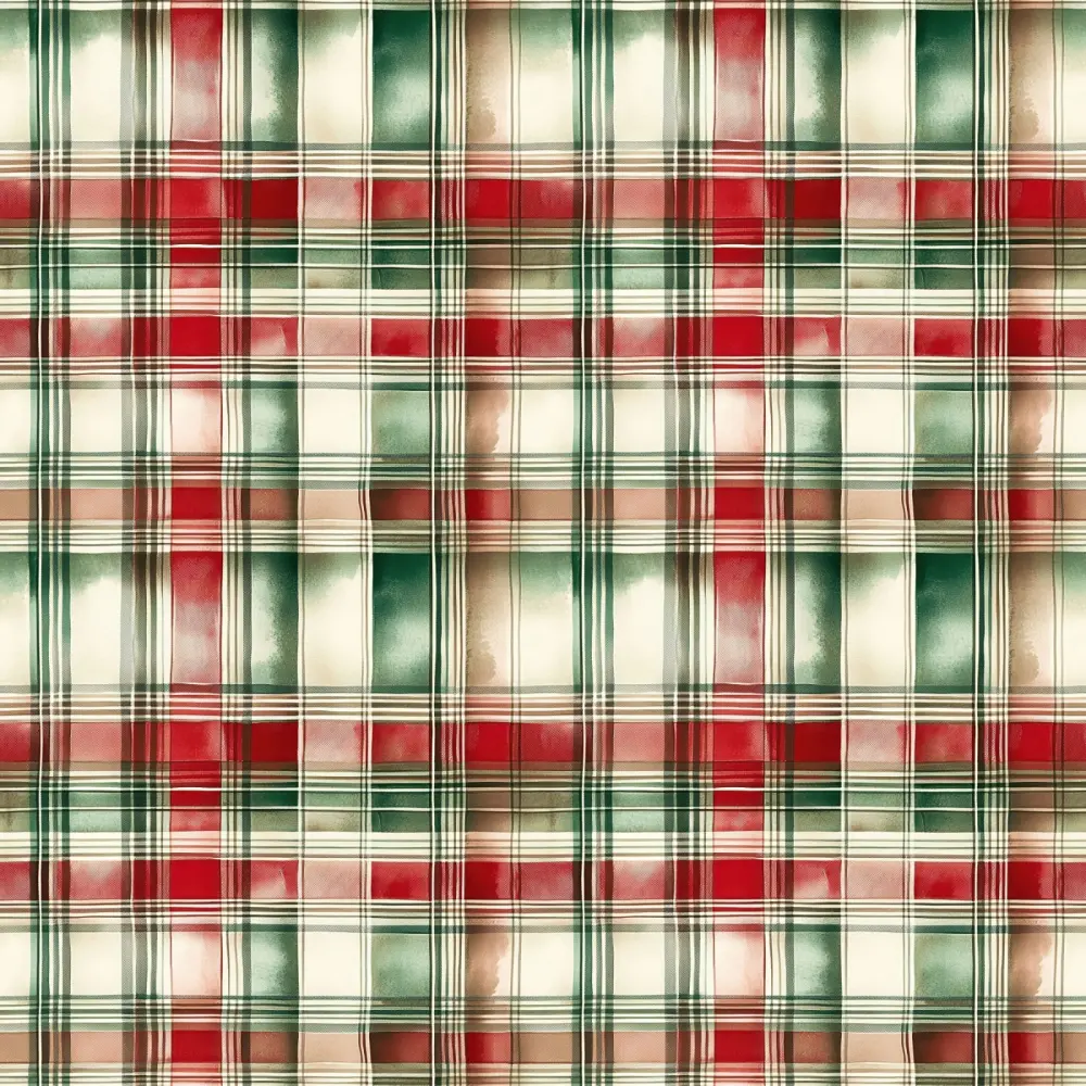 Sarja Impermeável Exclusiva Coleção Natal Papai Noel Vintage 100% Algodão 1,50m Largura - Xadrez