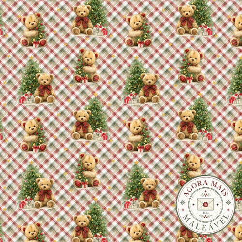 Sarja Impermeável Exclusiva JLM Natal Teddy Bear 100% Algodão - Variante 1