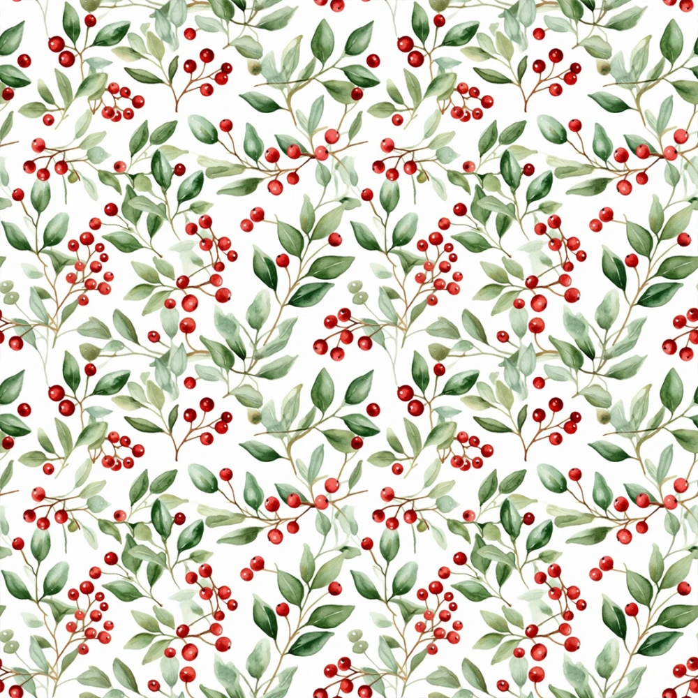 Sarja Impermeável Exclusiva Natal Azevinhos 100% Algodão 1,50m Largura - Variante 1