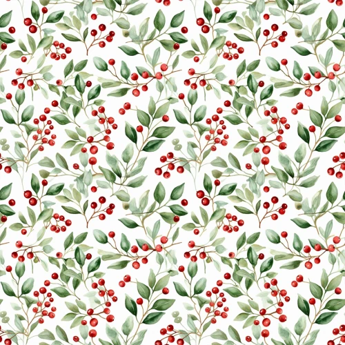 Sarja Impermeável Exclusiva Natal Azevinhos 100% Algodão 1,50m Largura - Variante 1