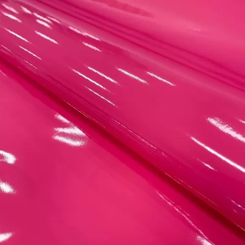 Sintético Verniz Espessura 0.35mm Fundo Malha de Poliéster 1,40m Largura - Pink
