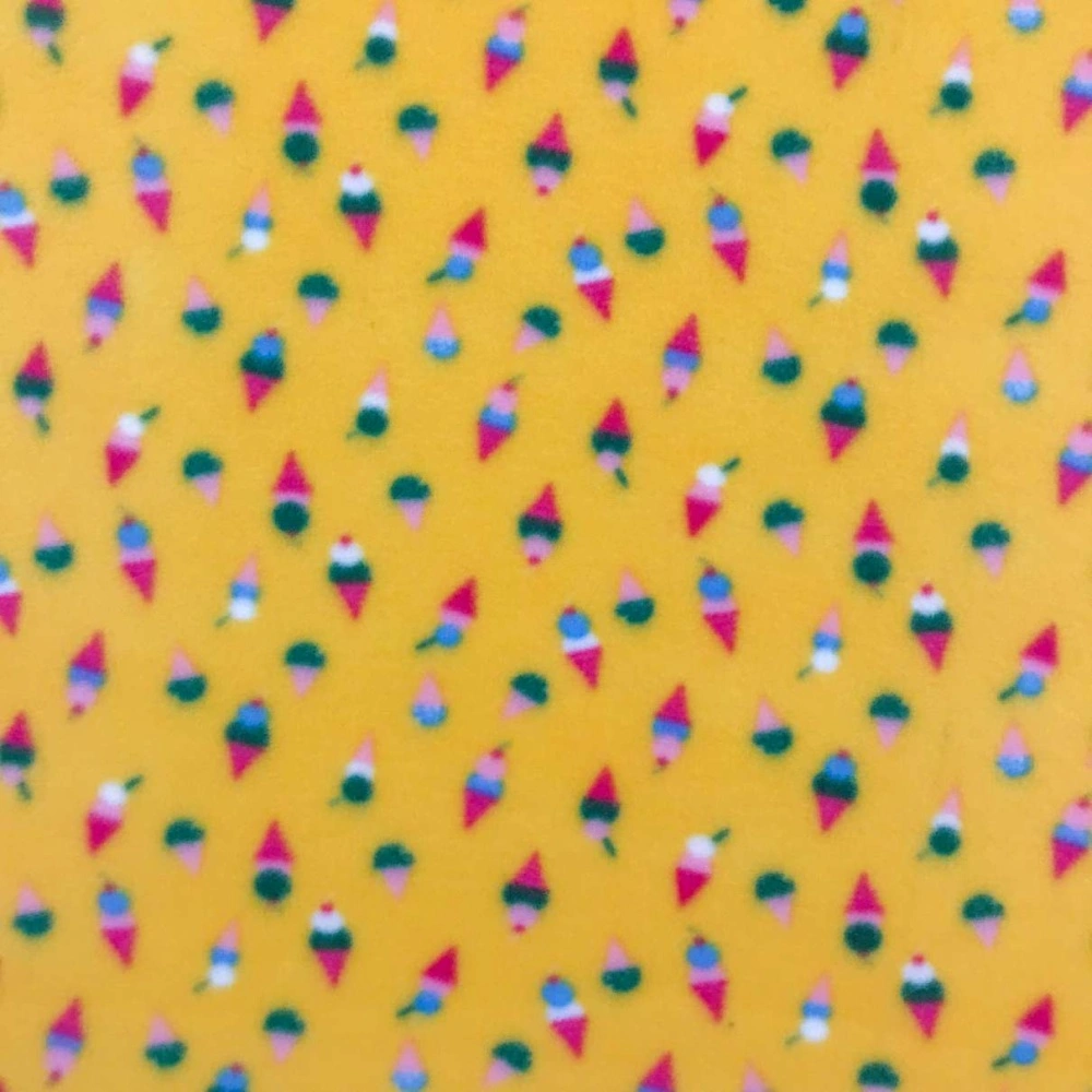Soft Estampado - Sorvetes Fundo Amarelo - 100% Poliéster - 1,60m Largura - Variante 1