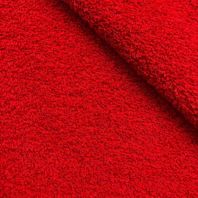 Tecido Felpa Atoalhado (Toalha) - 100% Algodão - 1,40m Largura - Vermelho