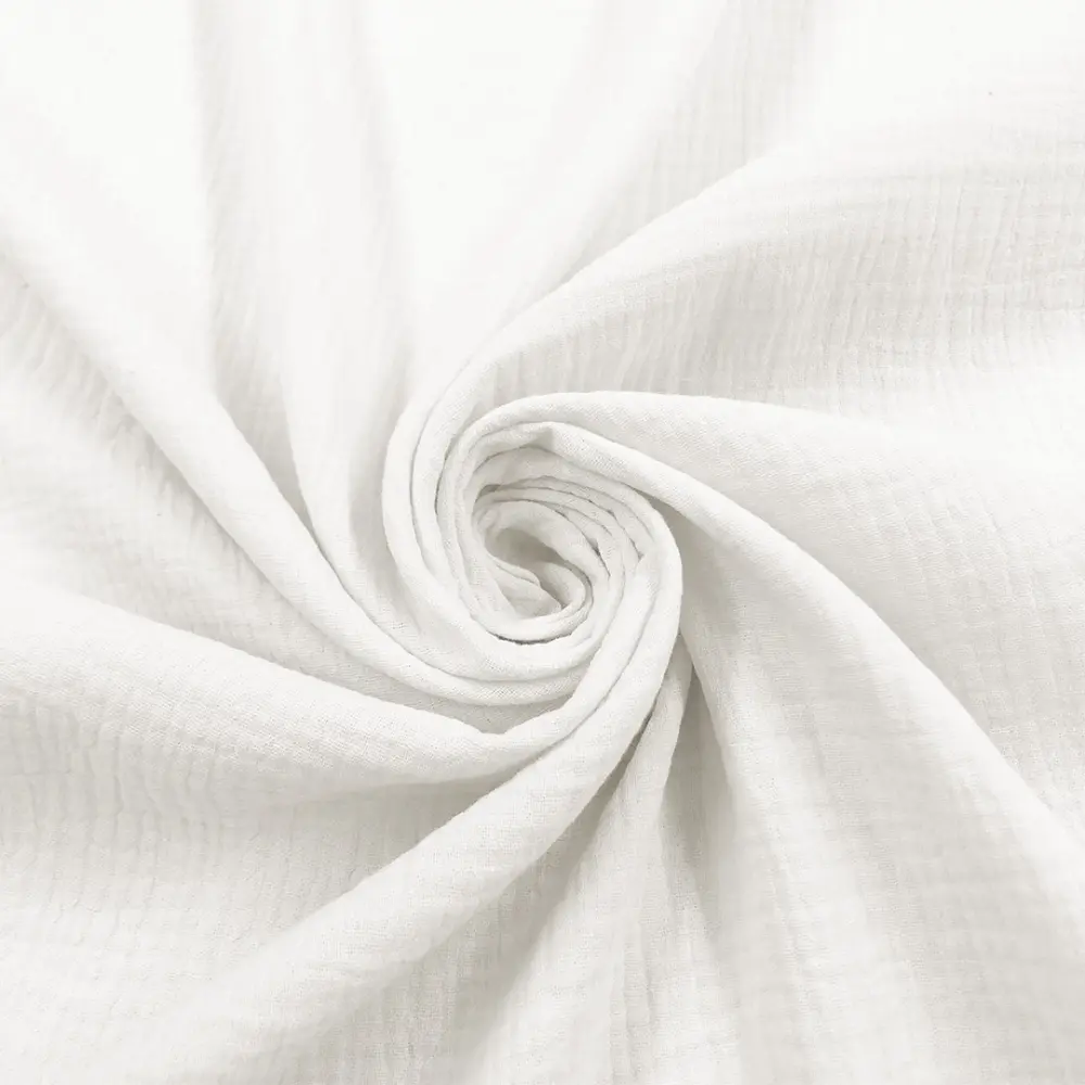 Tecido Fralda Gaze de Algodao Musselina Dupla 100% Algodão 1,32m Largura - Branco