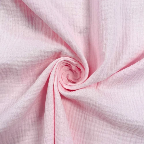 Tecido Fralda Gaze de Algodao Musselina Dupla 100% Algodão 1,32m Largura - Rosa bebê