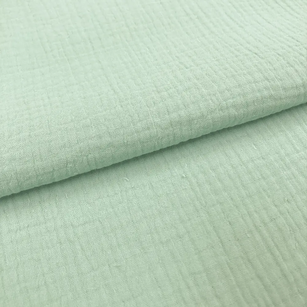 Tecido Fralda Gaze de Algodao Musselina Dupla 100% Algodão 1,32m Largura - Verde menta