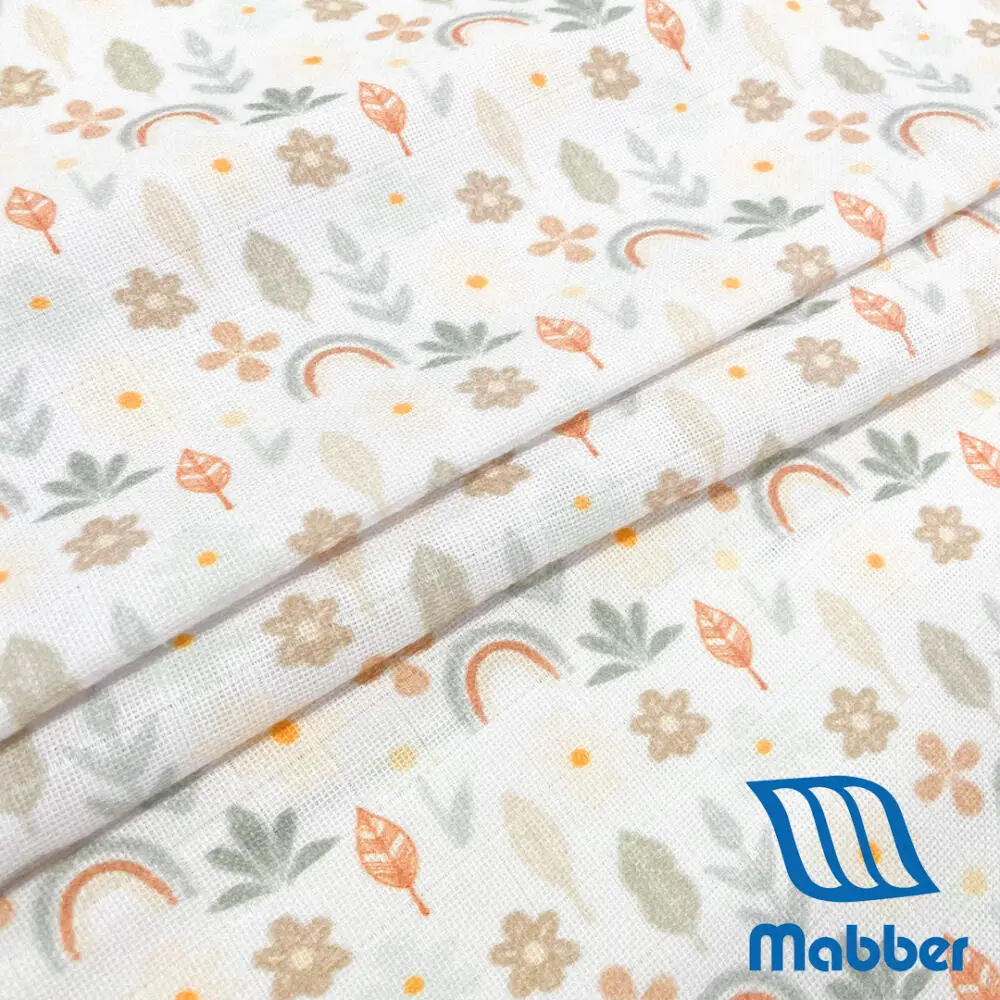 Tecido Fralda Mabber Estampada Coleção Boho Fendi 100% Algodão 0,80m largura - Raminhos