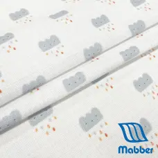 Tecido Fralda Mabber Estampada Coleção Festa nas Estrelas 100% Algodão 0,80m largura - Nuvem