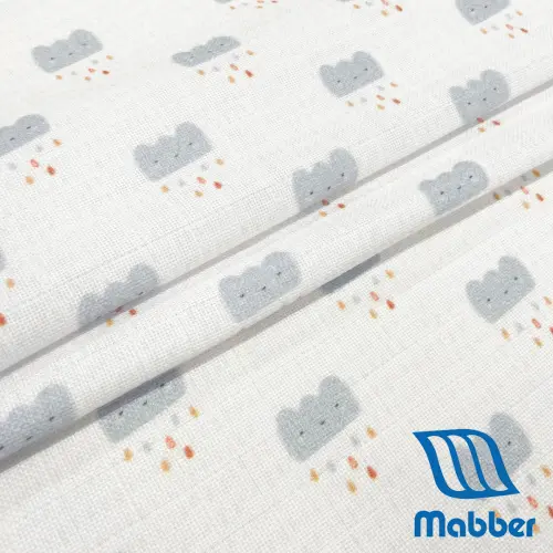 Tecido Fralda Mabber Estampada Coleção Festa nas Estrelas 100% Algodão 0,80m largura - Nuvem