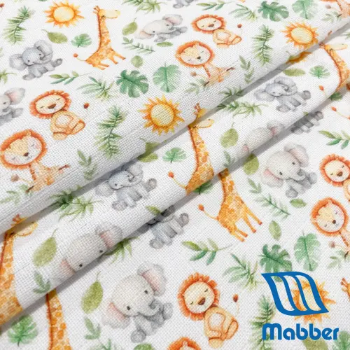 Tecido Fralda Mabber Estampada Passeio no Zoo 100% Algodão 0,80m largura - Variante 1